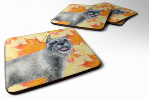 Fall Leaves with Dog Foam Coaster Set of 4 - 652259213559