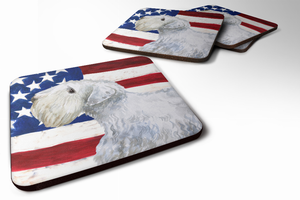 Patriotic Design with Dog Foam Coaster Set of 4 - 652259211166