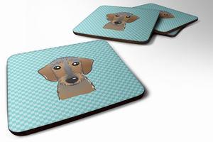 Checkerboard Design with Dog Foam Coaster Set of 4 - 615872894505