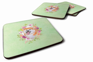 Flowers Design with Dog Foam Coaster Set of 4 - 194030075920