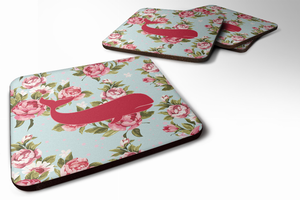 Sealife / shabby Chic Blue Roses Foam Coaster - 705332172875