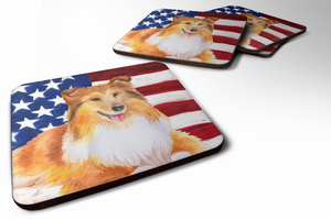 Patriotic Design with Dog Foam Coaster Set of 4 - 652259211524