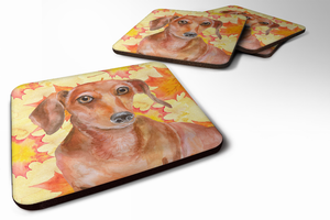 Fall Leaves with Dog Foam Coaster Set of 4 - 652259214006