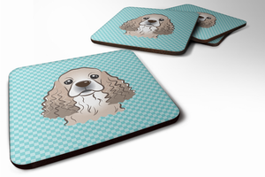 Checkerboard Design with Dog Foam Coaster Set of 4 - 615872894338