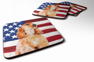 Patriotic Design with Dog Foam Coaster Set of 4 - 652259211388