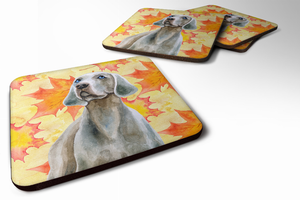 Fall Leaves with Dog Foam Coaster Set of 4 - 652259213672