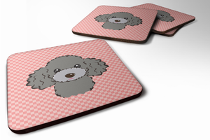 Checkerboard Design with Dog Foam Coaster Set of 4 - 615872895380