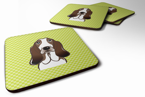 Checkerboard Design with Dog Foam Coaster Set of 4 - 615872895847