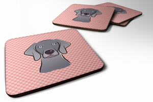 Checkerboard Design with Dog Foam Coaster Set of 4 - 615872895106