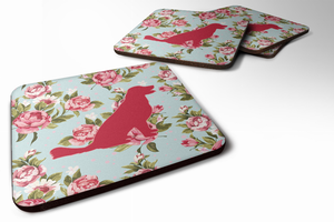 Dog Breed Chic Blue Roses Foam Coaster - 705332173681