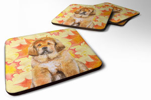 Fall Leaves with Dog Foam Coaster Set of 4 - 652259214143