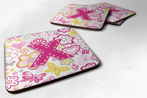 Letter Flowers and Butterflies Foam Coaster Set of 4 - 615872972838