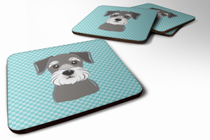 Checkerboard Design with Dog Foam Coaster Set of 4 - 615872894239