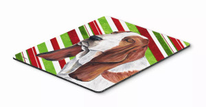 Basset Hound Candy Cane Holiday Christmas Mouse Pad, Hot Pad or Trivet - 615872569410