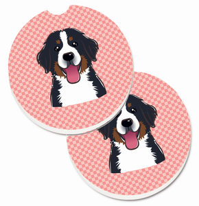 Dog Themed Checkered Cup Holder Car Coasters (Set of 2) - 638508564917