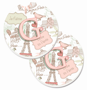 Letter Love in Paris Cup Holder Car Coasters (Set of 2) - 638508583673