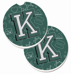 Letter Back to School Initial Cup Holder Car Coasters (Set of 2) - 638508585783