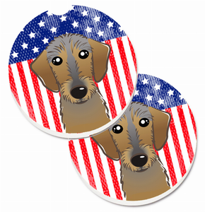 Dog Themed American Flag Cup Holder Car Coasters (Set of 2) - 638508566737