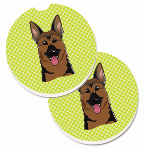 Dog Themed Checkered Cup Holder Car Coasters (Set of 2) - 638508565273