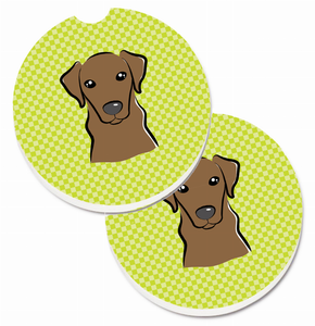 Dog Themed Checkered Cup Holder Car Coasters (Set of 2) - 638508565501