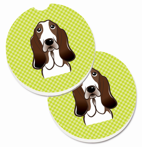 Dog Themed Checkered Cup Holder Car Coasters (Set of 2) - 638508565594