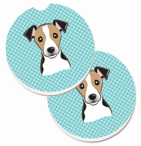 Dog Themed Checkered Cup Holder Car Coasters (Set of 2) - 638508564535