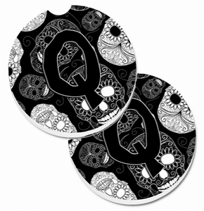 Letter Day of the Dead Skulls Cup Holder Car Coasters (Set of 2) - 638508585325