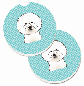 Dog Themed Checkered Cup Holder Car Coasters (Set of 2) - 638508564092