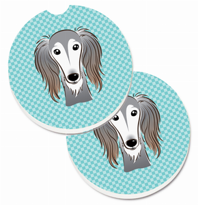 Dog Themed Checkered Cup Holder Car Coasters (Set of 2) - 638508564214