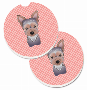 Dog Themed Checkered Cup Holder Car Coasters (Set of 2) - 638508564863