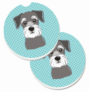 Dog Themed Checkered Cup Holder Car Coasters (Set of 2) - 638508563989
