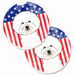 Dog Themed American Flag Cup Holder Car Coasters (Set of 2) - 638508566577