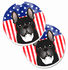 Dog Themed American Flag Cup Holder Car Coasters (Set of 2) - 638508566676