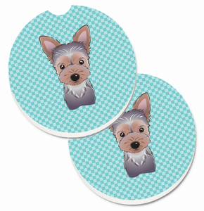 Dog Themed Checkered Cup Holder Car Coasters (Set of 2) - 638508564245