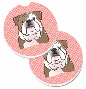 Dog Themed Checkered Cup Holder Car Coasters (Set of 2) - 638508564733