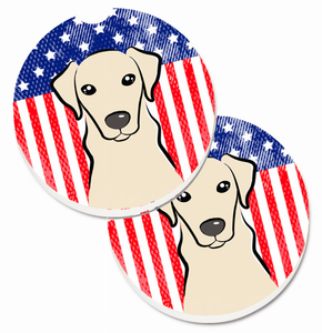 Dog Themed American Flag Cup Holder Car Coasters (Set of 2) - 638508566621
