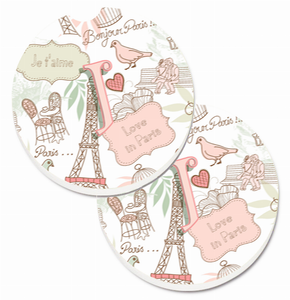 Letter Love in Paris Cup Holder Car Coasters (Set of 2) - 638508583703