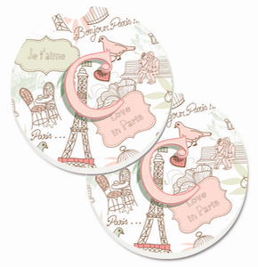 Letter Love in Paris Cup Holder Car Coasters (Set of 2) - 638508583635