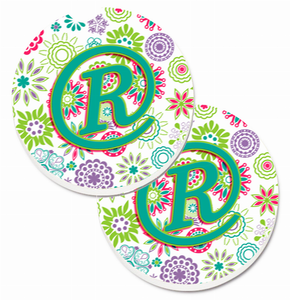 Letter Floral Cup Holder Car Coasters (Set of 2) - 638508586117