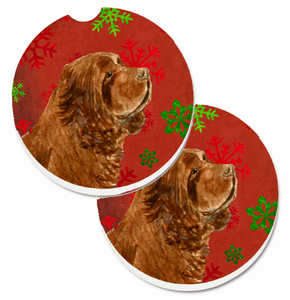 Dog Themed Holiday Christmas Cup Holder Car Coasters (Set of 2) - 638508594181