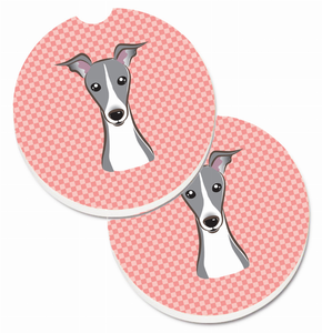 Dog Themed Checkered Cup Holder Car Coasters (Set of 2) - 638508564900