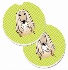 Dog Themed Checkered Cup Holder Car Coasters (Set of 2) - 638508565600