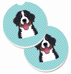 Dog Themed Checkered Cup Holder Car Coasters (Set of 2) - 638508564290