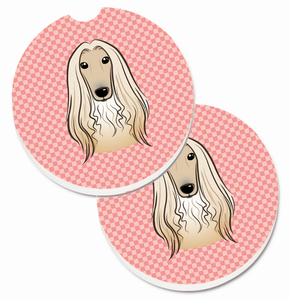 Dog Themed Checkered Cup Holder Car Coasters (Set of 2) - 638508564986