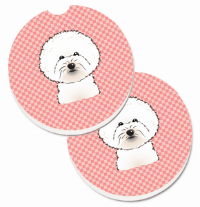 Dog Themed Checkered Cup Holder Car Coasters (Set of 2) - 638508564719