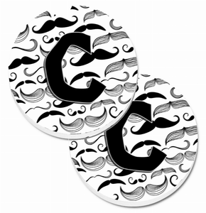 Letter Moustache Initial Cup Holder Car Coasters (Set of 2) - 638508585448