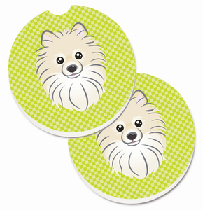 Dog Themed Checkered Cup Holder Car Coasters (Set of 2) - 638508565235