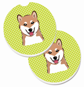 Dog Themed Checkered Cup Holder Car Coasters (Set of 2) - 638508565419