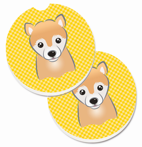 Dog Themed Checkered Cup Holder Car Coasters (Set of 2) - 638508563873