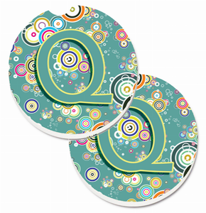 Letter Circle Circle Initial Alphabet Cup Holder Car Coasters (Set of 2) - 638508587145